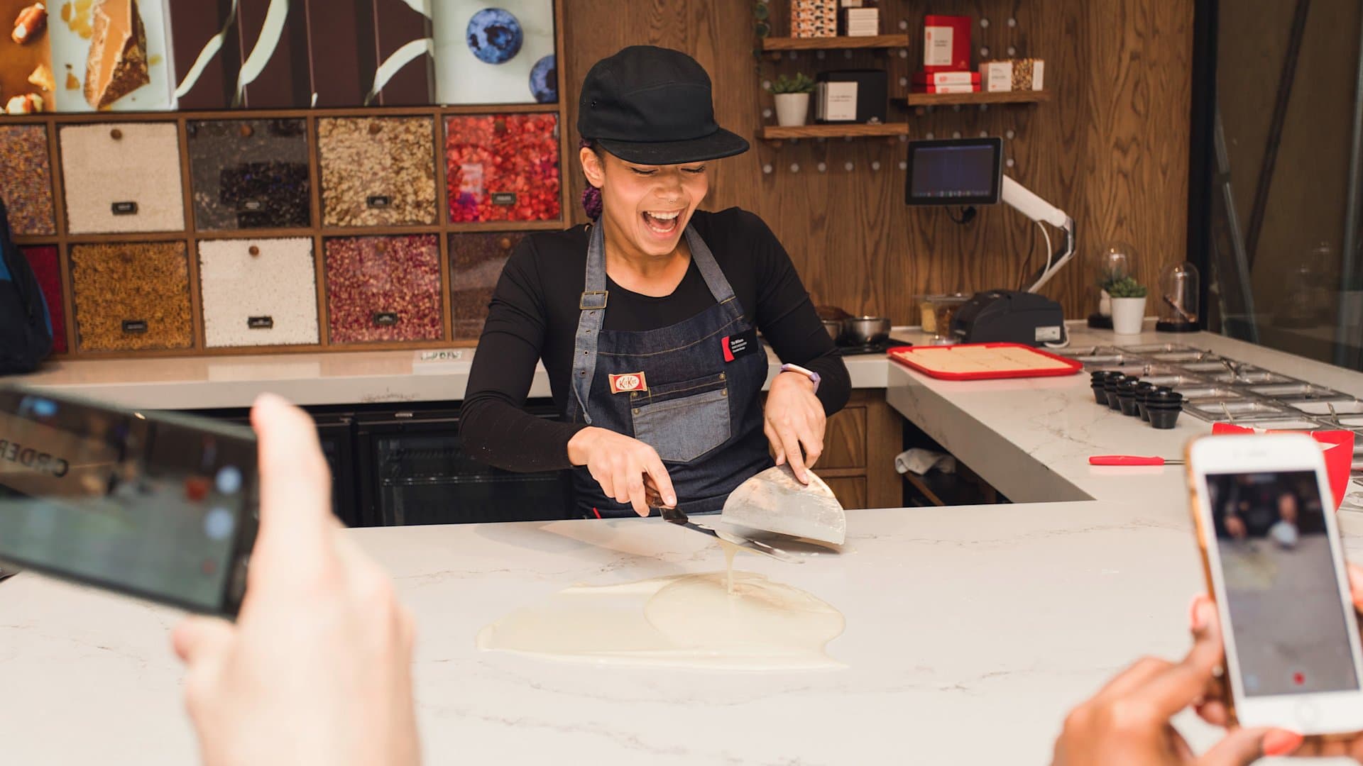A chef making a custom kit kat